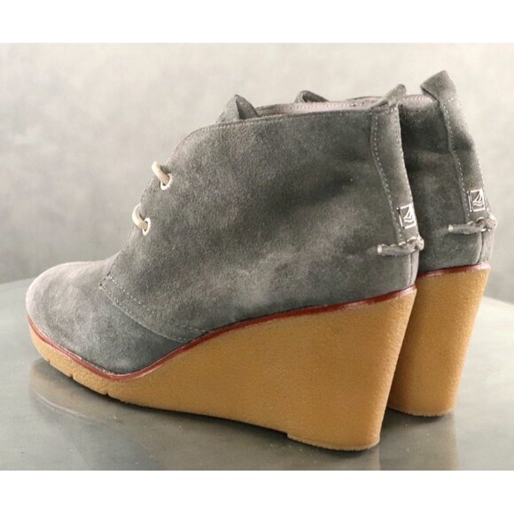 Sperry Top Sider Women's Wedge Boots Size 11 Suede Gray - Picture 6 of 12